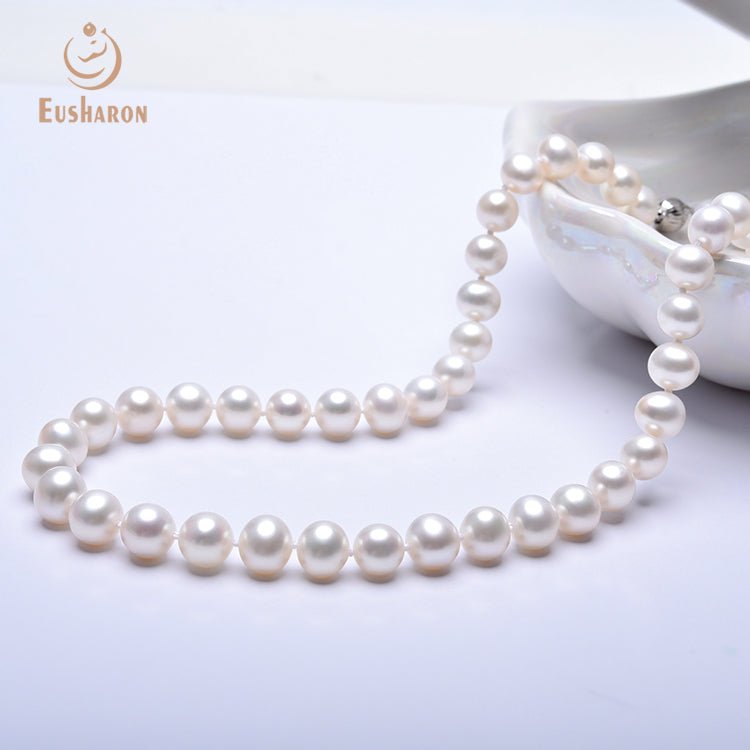 9 - 10mm AA+ White Freshwater Pearl Necklace - Pearl Jewelry - Eusharon