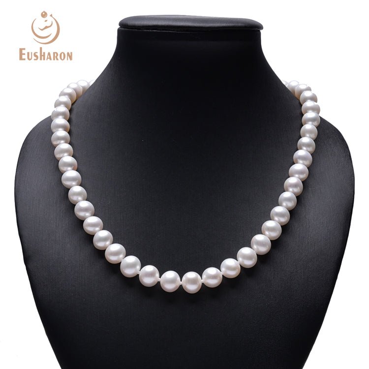 9 - 10mm AA+ White Freshwater Pearl Necklace - Pearl Jewelry - Eusharon