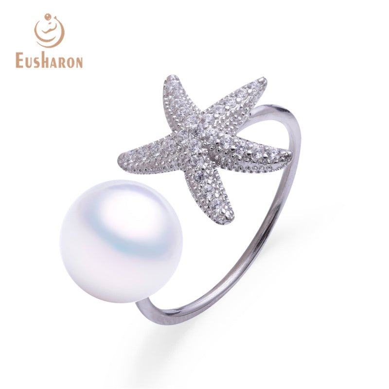 S925 Daily Ocean Starfish Sterling Silver Edison Pearl Ring - Pearl Jewelry - Eusharon