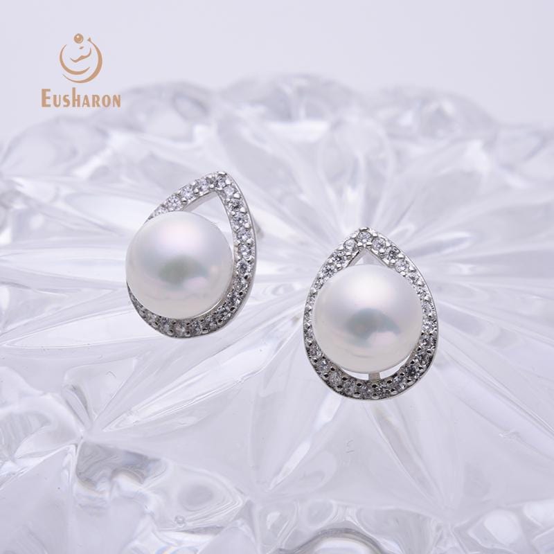 geometric freshwater pearl studs