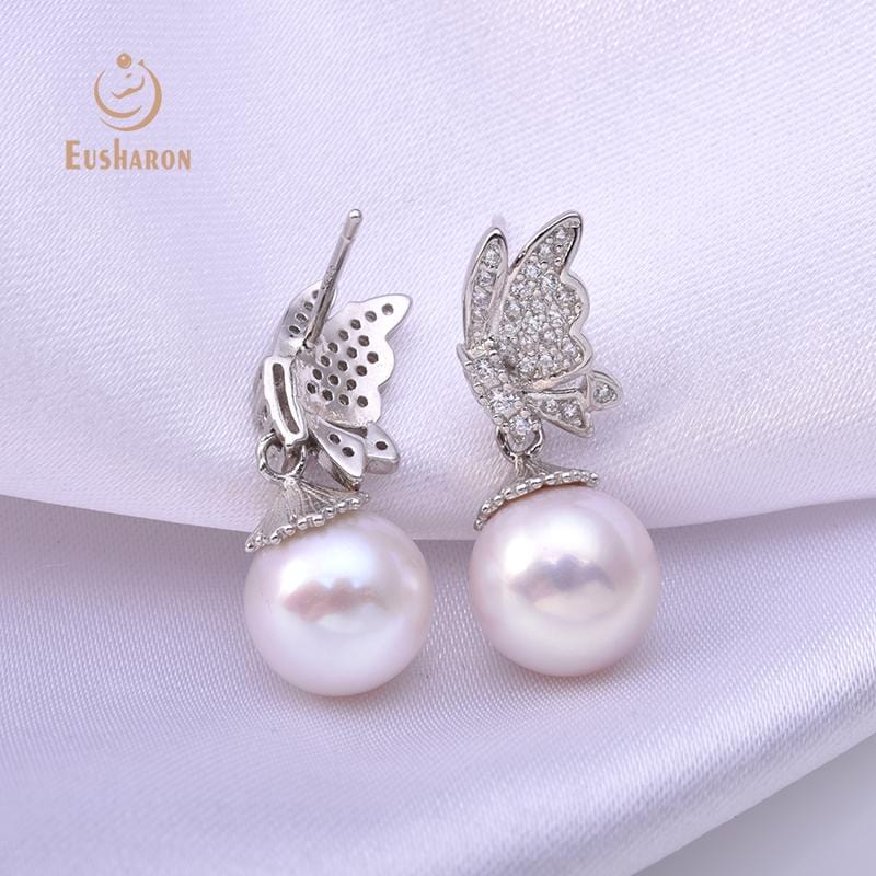 butterfly freshwater pearl earrings