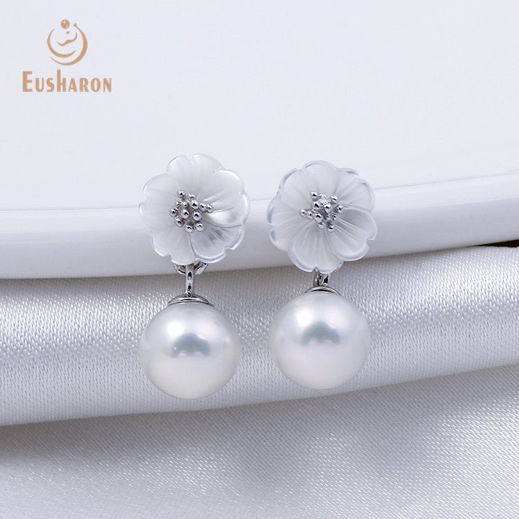 10 Pairs Shell Flower Freshwater Pearl Drop Earrings - Pearl Jewelry - Eusharon