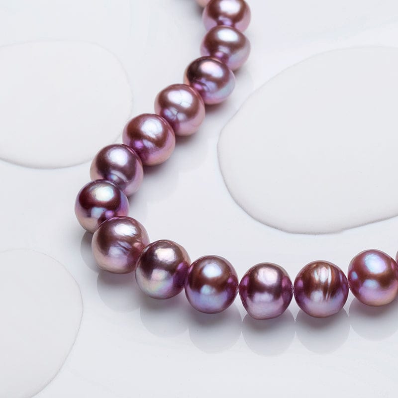 9-14mm AA+ Excellent Luster Purple Round Baroque Matching Edison Pearl Strands