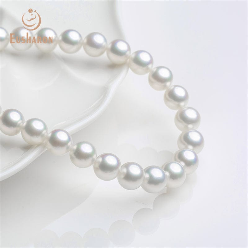 7.6-10mm Perfect Round White South Sea Pearl Strand