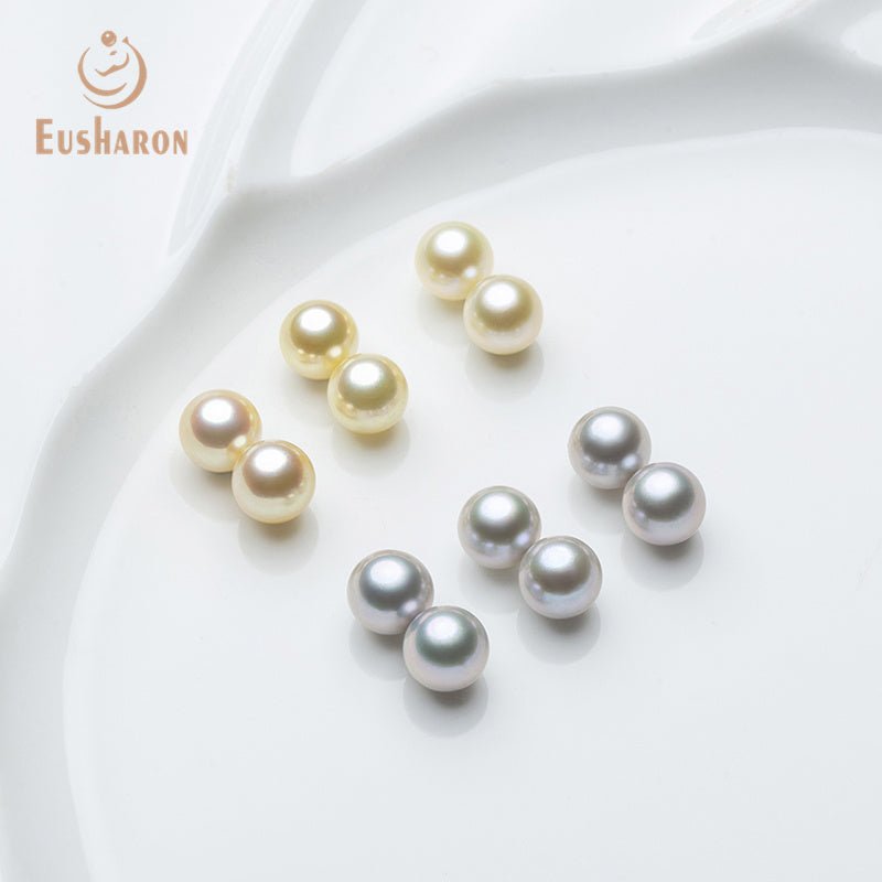 6 - 6.5mm Gold/Grey Round Akoya Pearl Matching Pair - Akoya Pearl - Eusharon