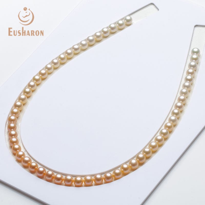 7-7.5mm Graduated Orange Color Round Matching Freshwater Pearl Strands