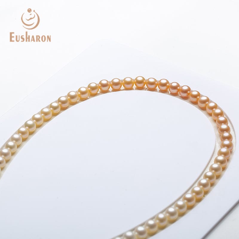 7-7.5mm Graduated Orange Color Round Matching Freshwater Pearl Strands