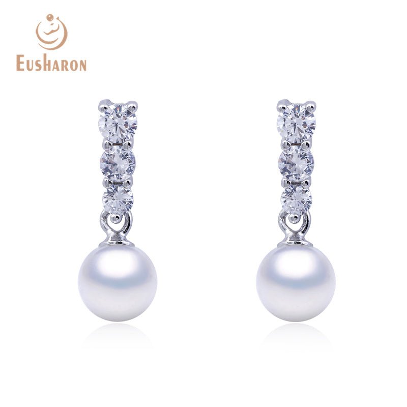 10 Pairs Simple CZ Freshwater Pearl Earrings - Pearl Jewelry - Eusharon