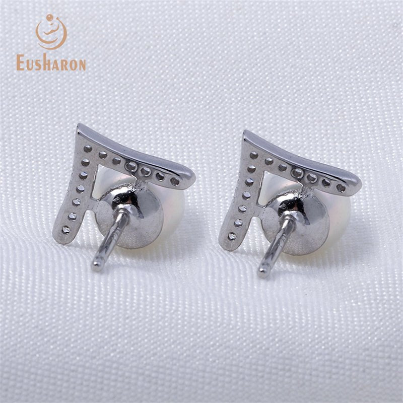 10 Pairs Letter V Shape S925 Freshwater Pearl Stud Earrings - Pearl Jewelry - Eusharon