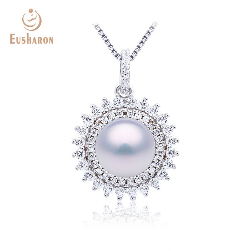 10 PCS Circle CZ Diamond Freshwater Pearl Pendant Earrings Ring Jewelry Set - Pearl Jewelry - Eusharon