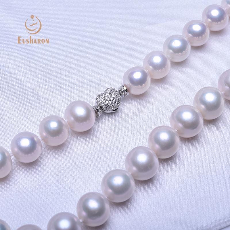 11 - 14mm Excellent Luster White Edison Round Pearl Necklace - Pearl Jewelry - Eusharon