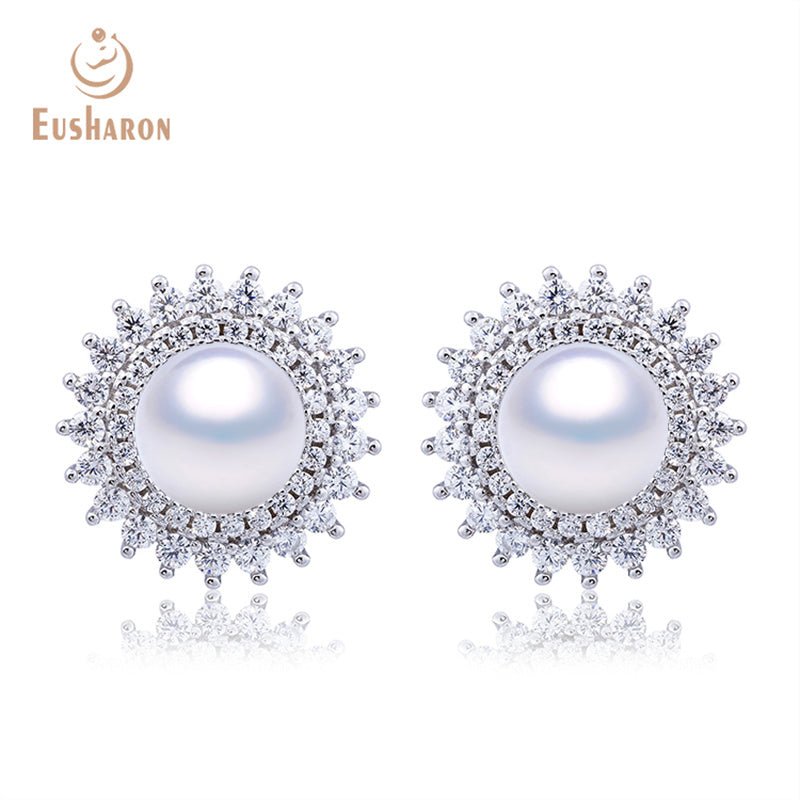 10 PCS Circle CZ Diamond Freshwater Pearl Pendant Earrings Ring Jewelry Set - Pearl Jewelry - Eusharon