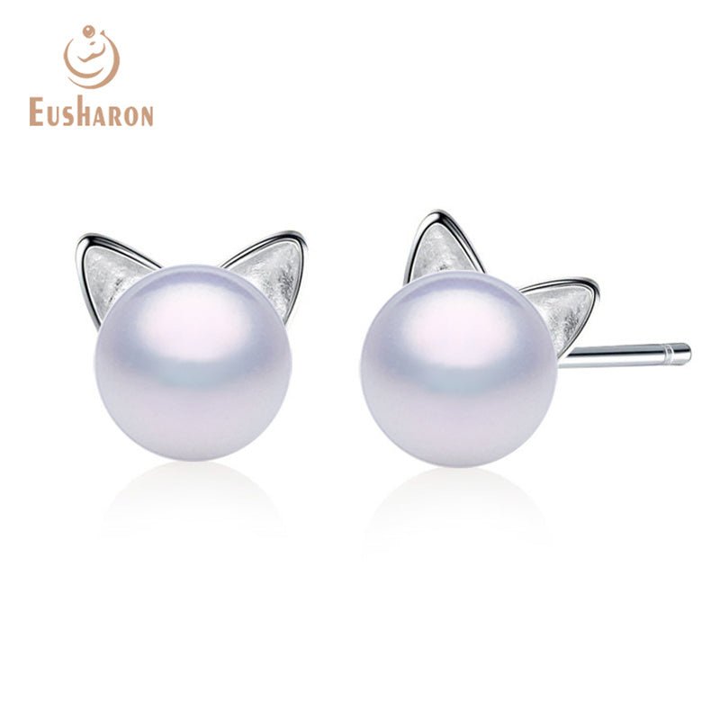 10 PCS Cute Cat Freshwater Pearl Pendant Necklace Earrings Jewelry Set - Pearl Jewelry - Eusharon