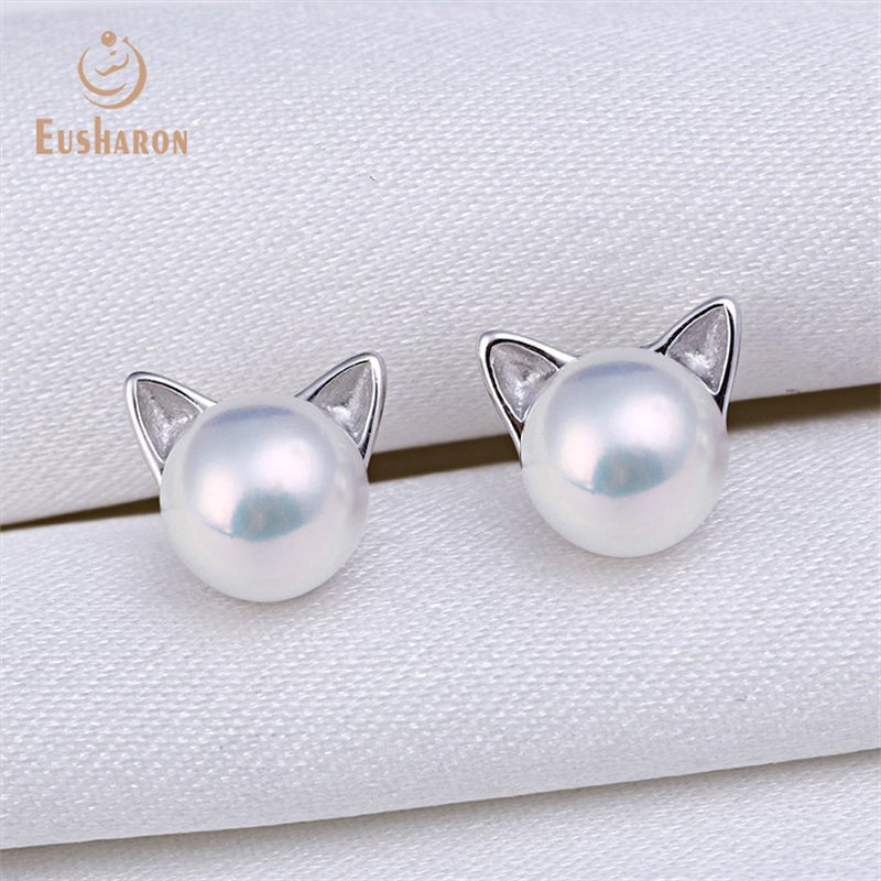 10 PCS Cute Cat Freshwater Pearl Pendant Necklace Earrings Jewelry Set - Pearl Jewelry - Eusharon