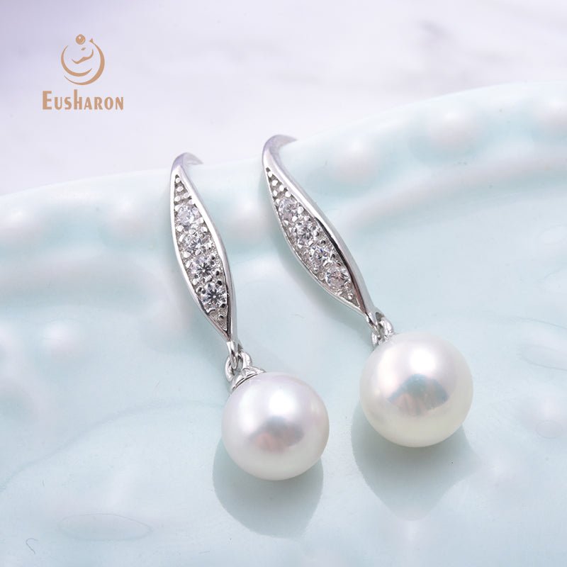 10 Pairs Simplicity S925 White Freshwater Pearl Earrings - Pearl Jewelry - Eusharon