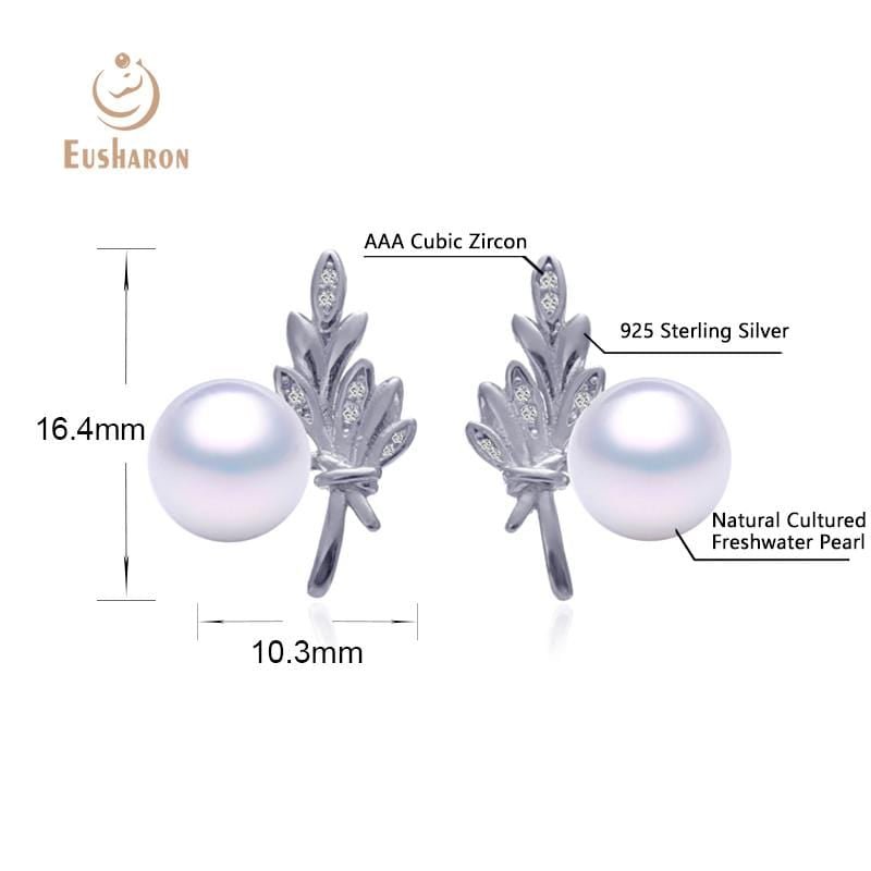 silver reed freshwater pearl earring