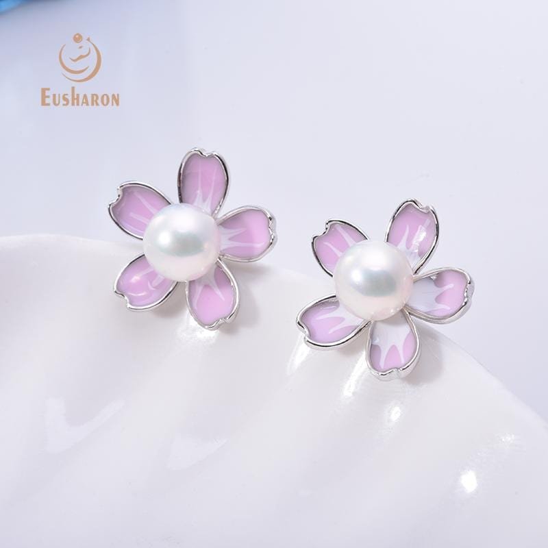 flower pearl stud