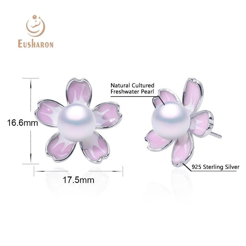 flower round freshwater pearl stud