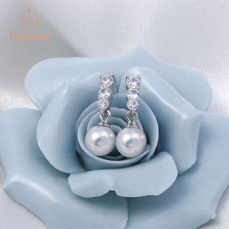 10 Pairs Simple CZ Freshwater Pearl Earrings - Pearl Jewelry - Eusharon