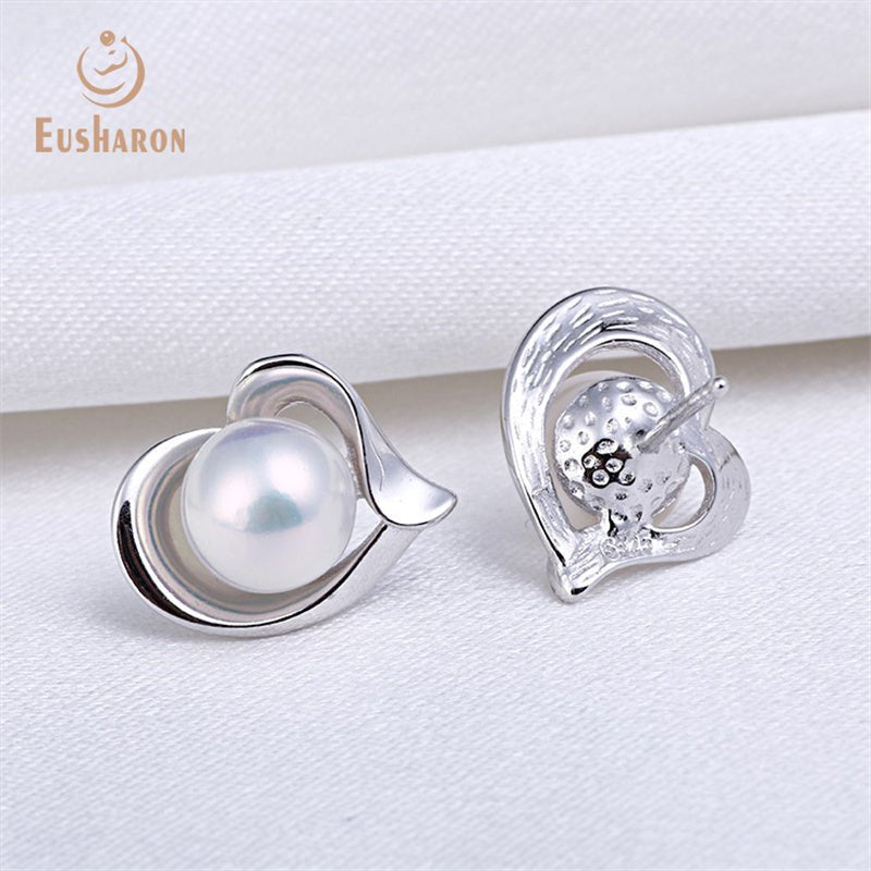 10 Pairs Love Heart White Freshwater Pearl Earrings - Pearl Jewelry - Eusharon