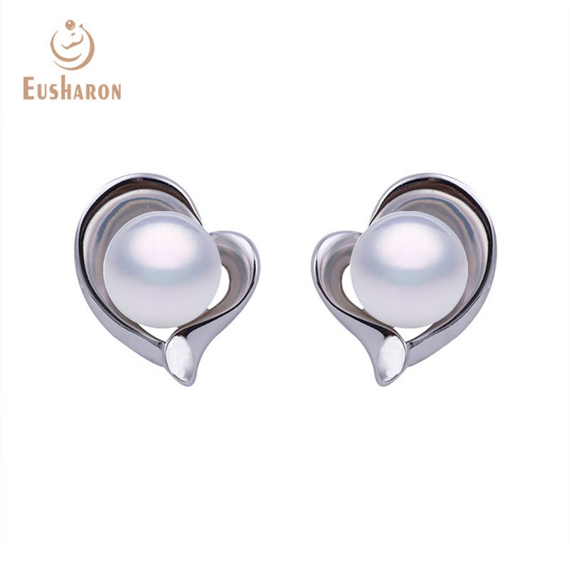 10 Pairs Love Heart White Freshwater Pearl Earrings - Pearl Jewelry - Eusharon