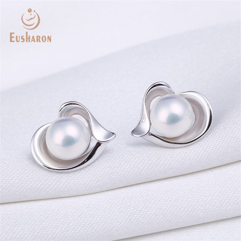 10 Pairs Love Heart White Freshwater Pearl Earrings - Pearl Jewelry - Eusharon