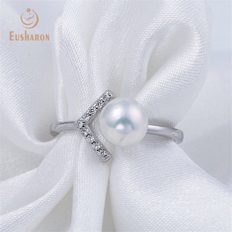 10 PCS Letter V Shape Edison Freshwater Pearl Pendant Earrings Ring Jewelry Set - Pearl Jewelry - Eusharon