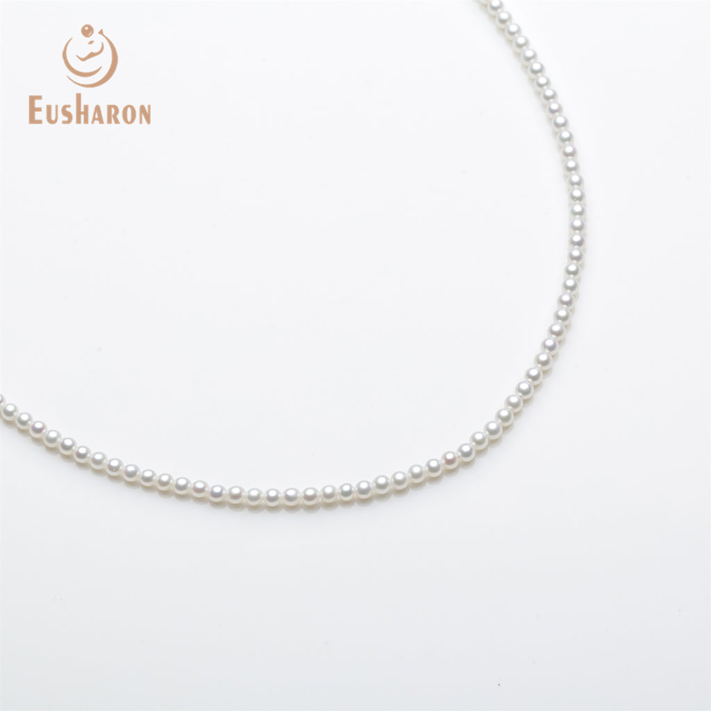 3 - 3.5mm AAA White Freshwater AK Pearl Necklace - Pearl Jewelry - Eusharon