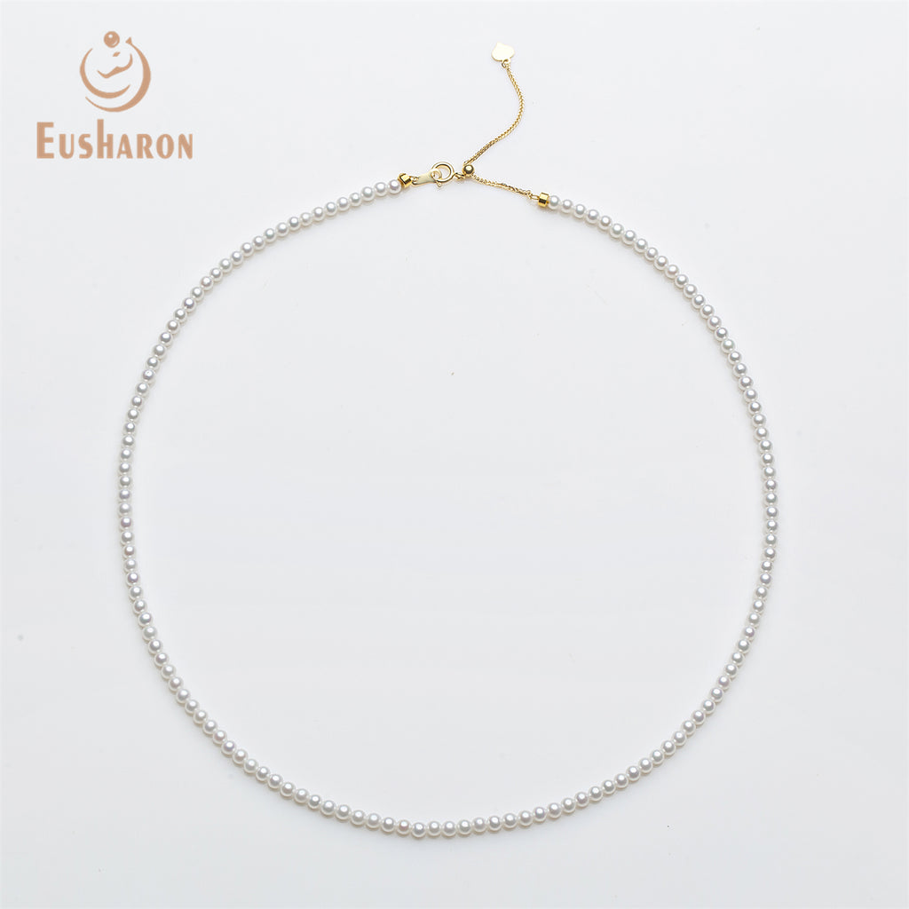 3 - 3.5mm AAA White Freshwater AK Pearl Necklace - Pearl Jewelry - Eusharon