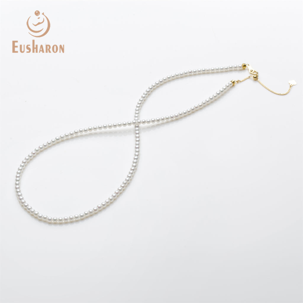 3 - 3.5mm AAA White Freshwater AK Pearl Necklace - Pearl Jewelry - Eusharon