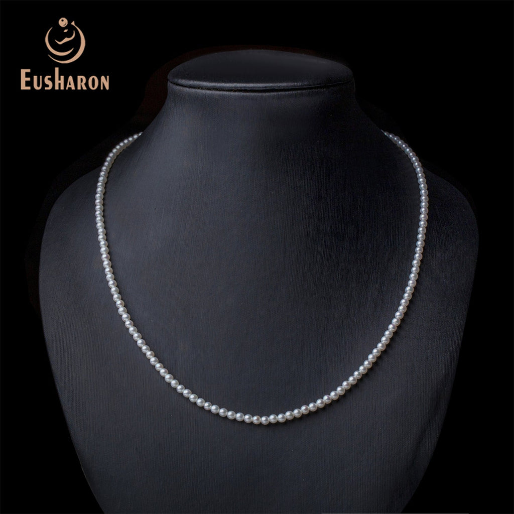 3 - 3.5mm AAA White Freshwater AK Pearl Necklace - Pearl Jewelry - Eusharon