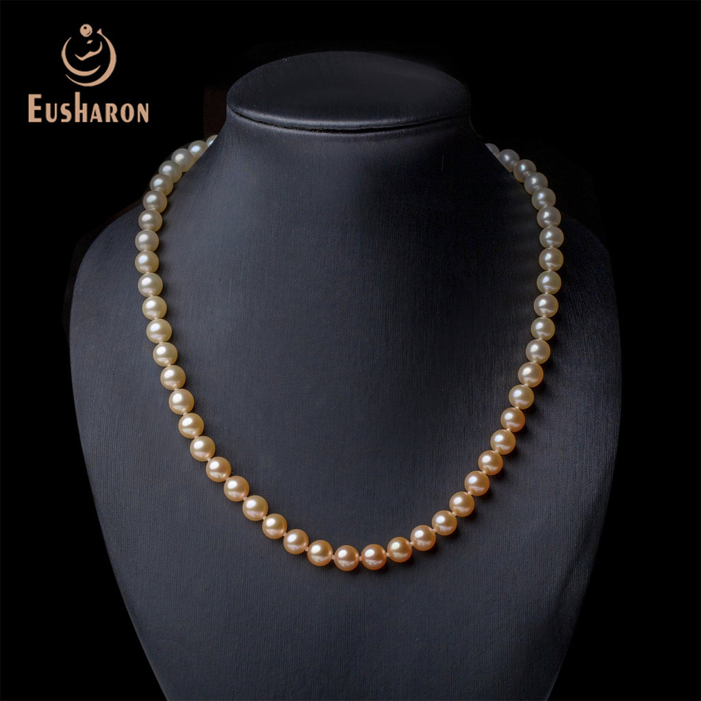 6 - 8mm AAA Pink Gradient Color Freshwater Pearl Necklace - Pearl Jewelry - Eusharon