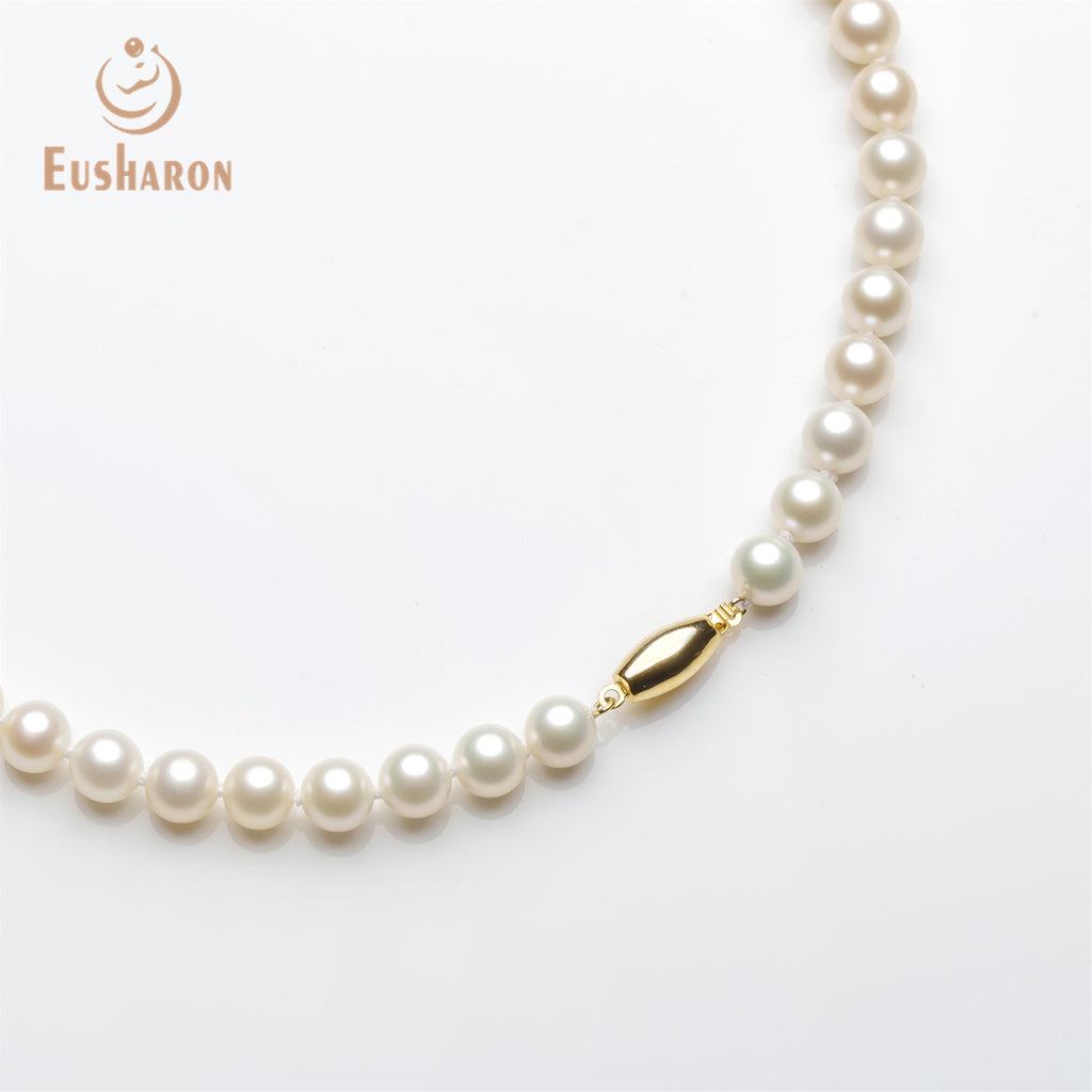 6 - 8mm AAA Pink Gradient Color Freshwater Pearl Necklace - Pearl Jewelry - Eusharon