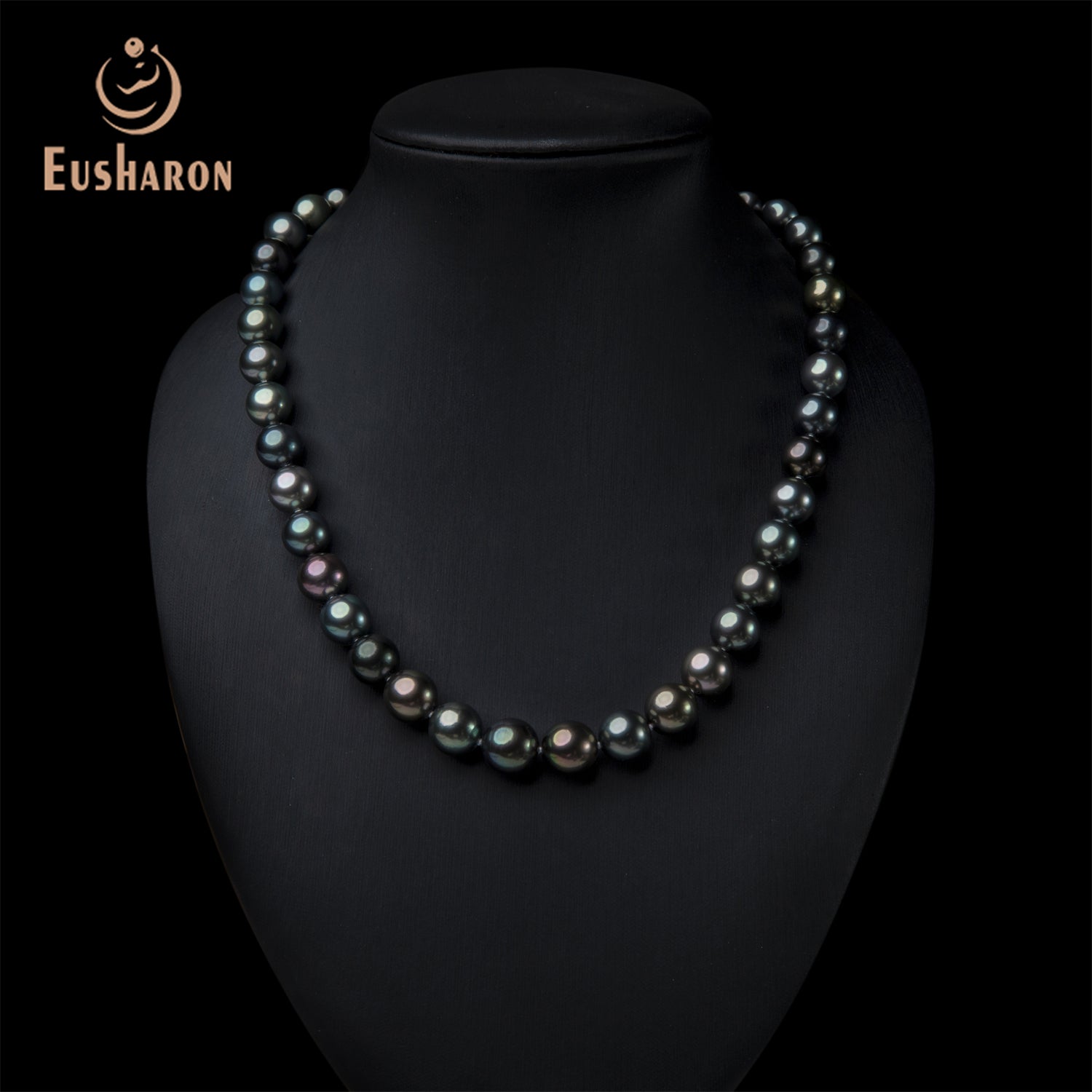 8.3 - 11.4mm AAA Round Tahitian Pearl 18K Necklace - Pearl Jewelry - Eusharon