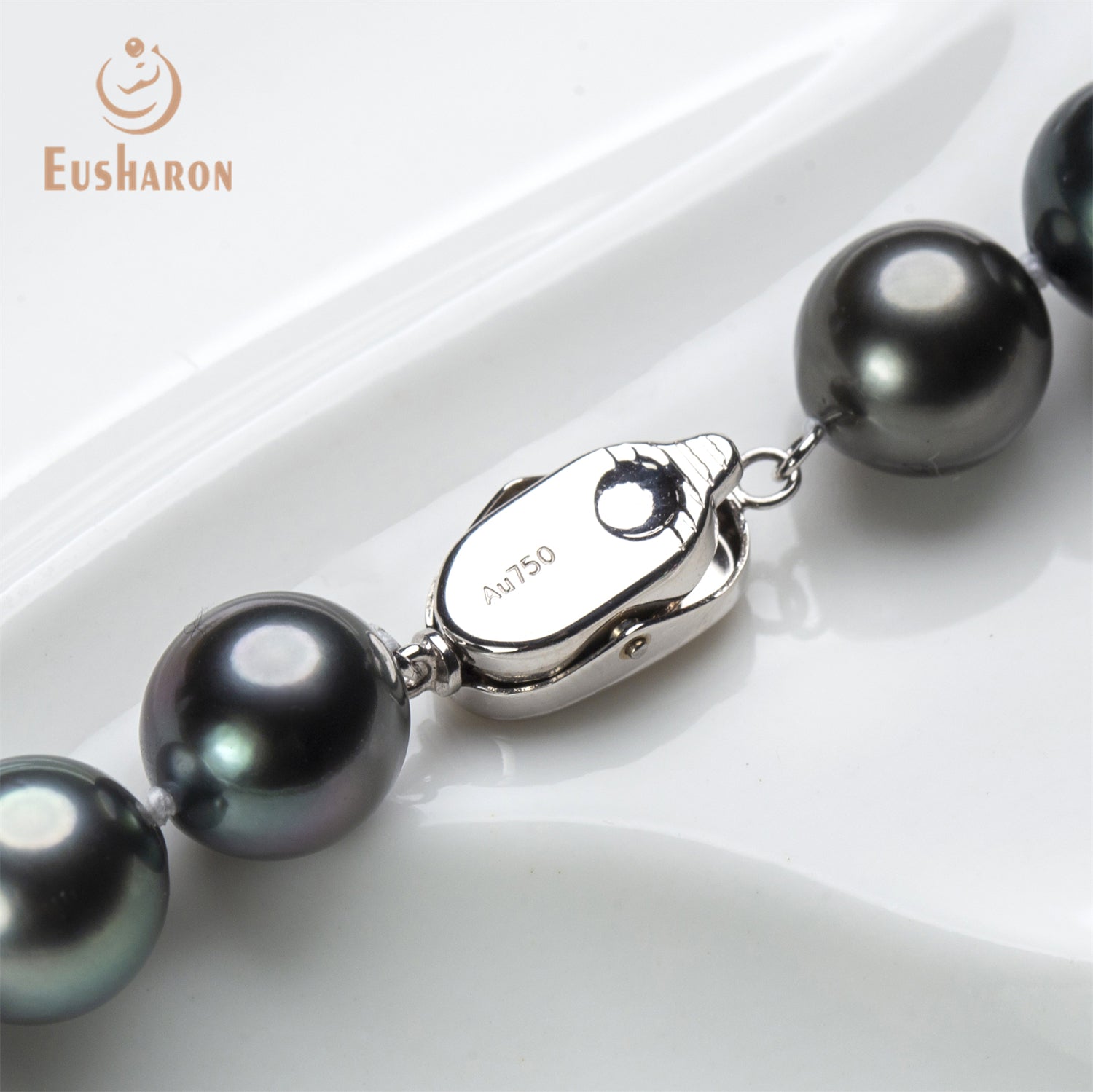 8.3 - 11.4mm AAA Round Tahitian Pearl 18K Necklace - Pearl Jewelry - Eusharon