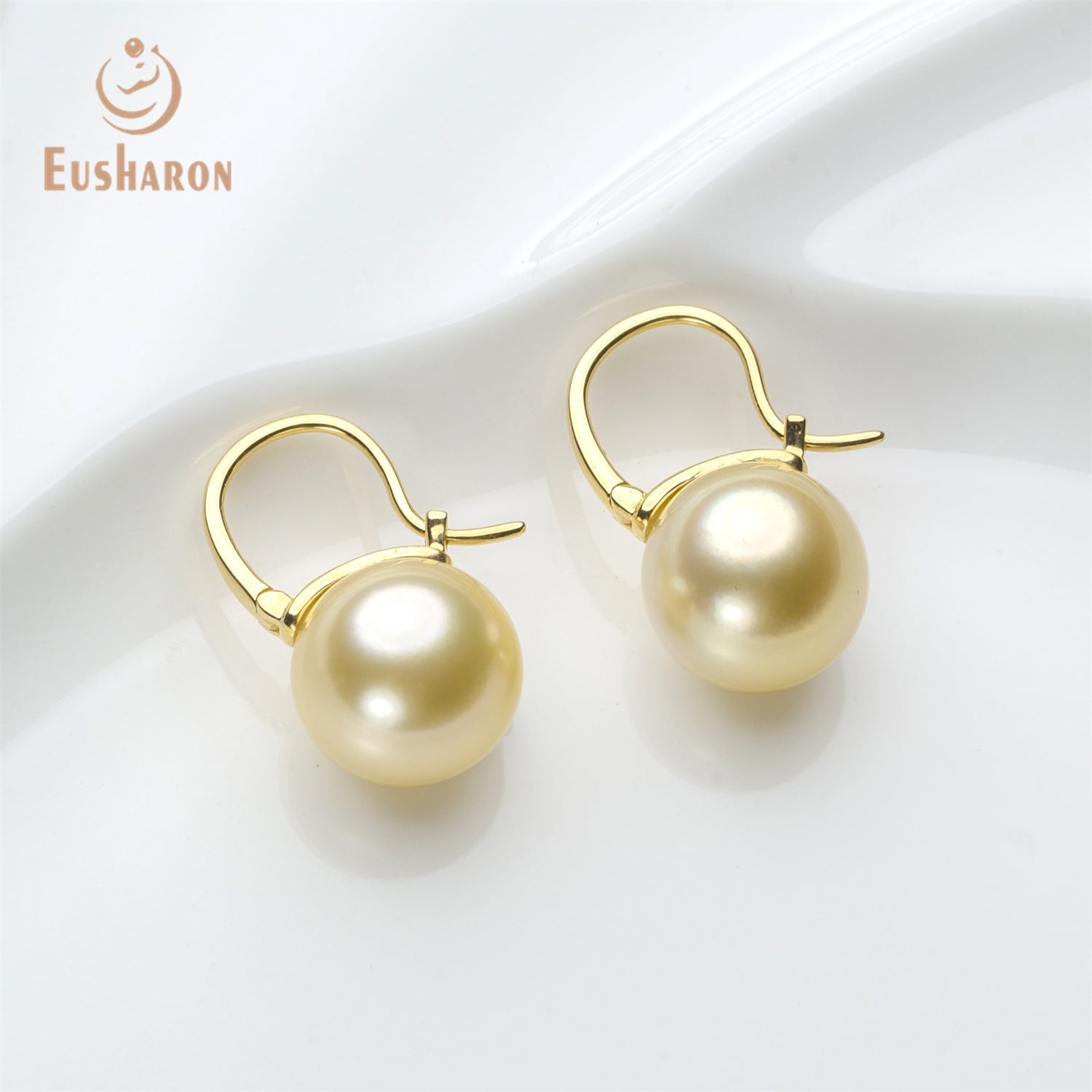 10 - 11mm AAA South Sea Gold Pearl Huggie Earrings - Pearl Jewelry - Eusharon