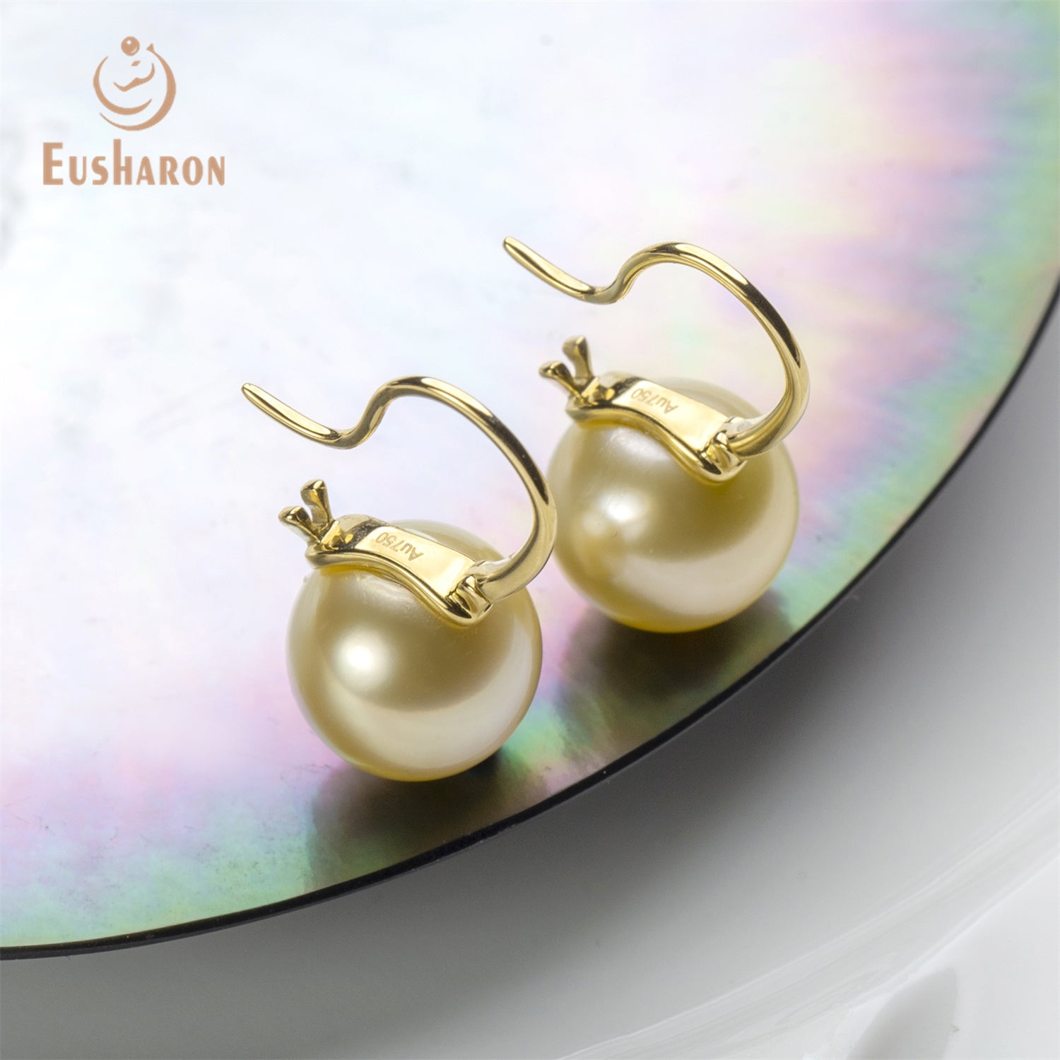 10 - 11mm AAA South Sea Gold Pearl Huggie Earrings - Pearl Jewelry - Eusharon