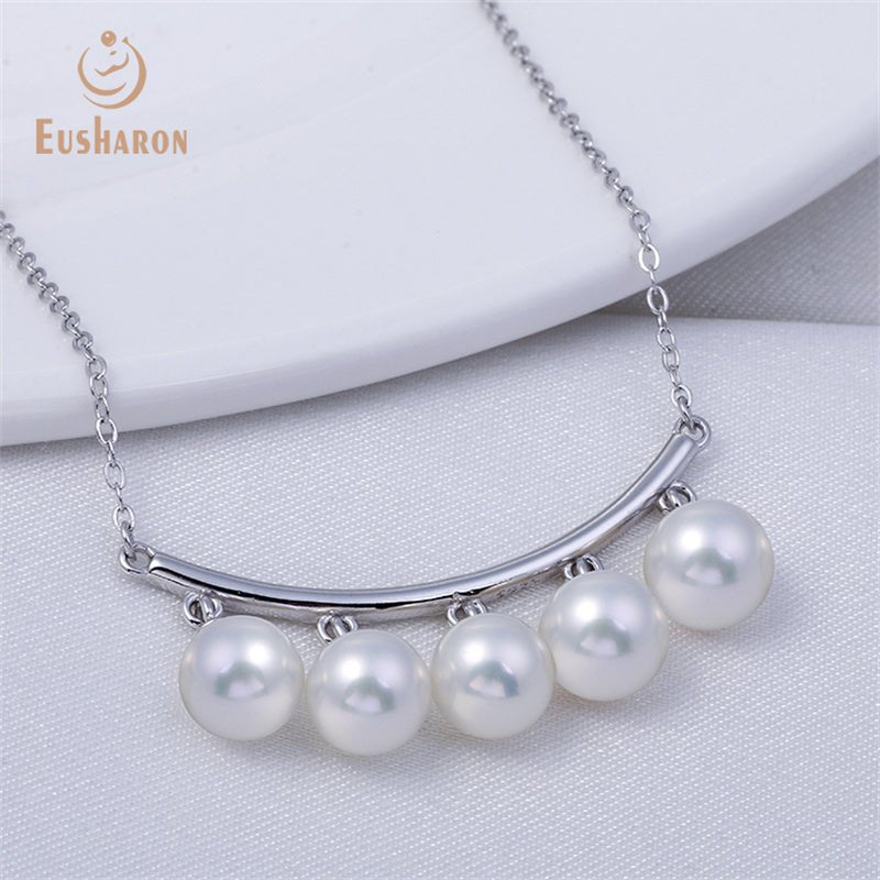 10 PCS Five Freshwater Pearls Smiley Faces Pendant Necklace - Pearl Jewelry - Eusharon