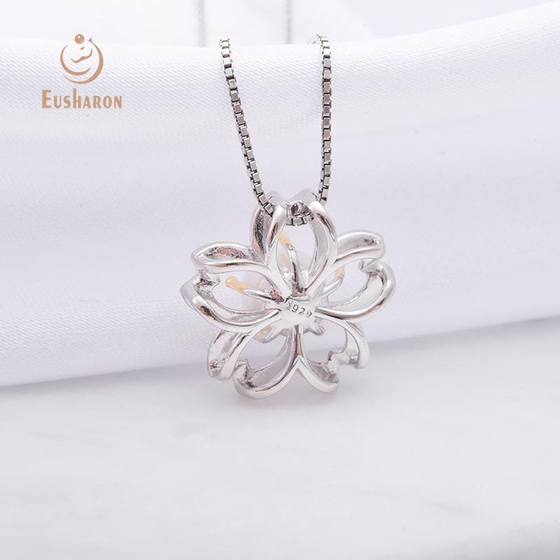 925 silver cherry blossom flower freshwater pearl pendant