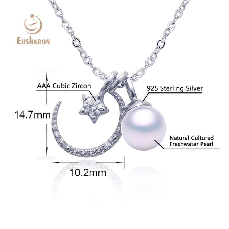 moon and stars freshwater pearl pendant