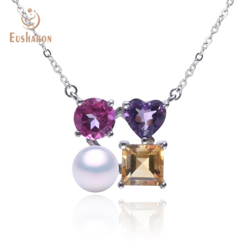 10 PCS Multi Gems S925 Freshwater Pearl Pendant Necklace - Pearl Jewelry - Eusharon