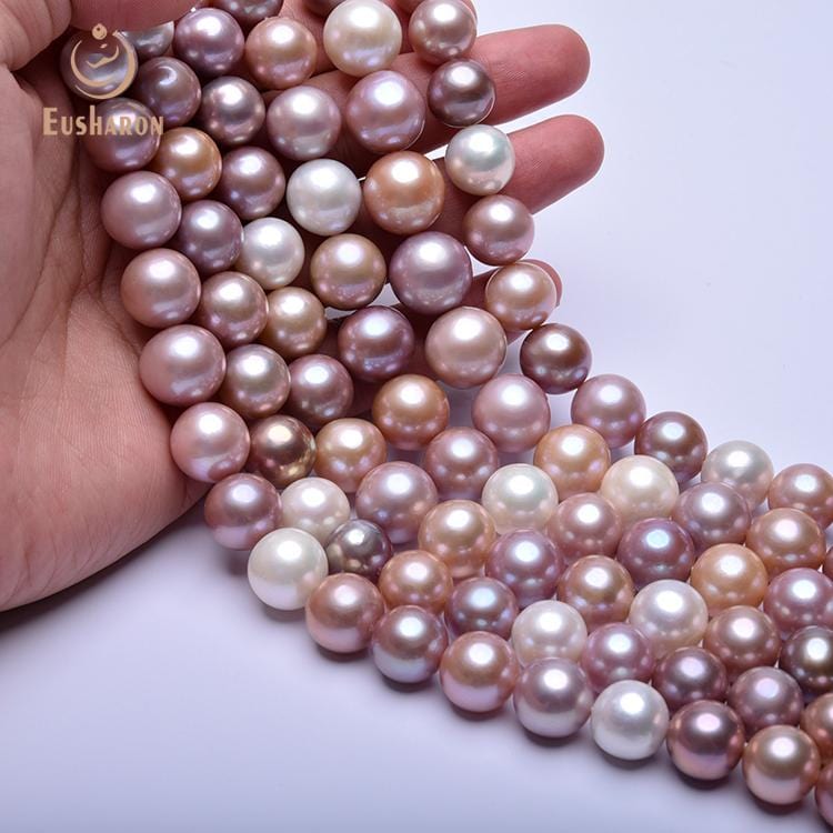 12 - 14mm AAA - Natural Multicolor Round Edison Pearl Strands - Edison Pearl - Eusharon