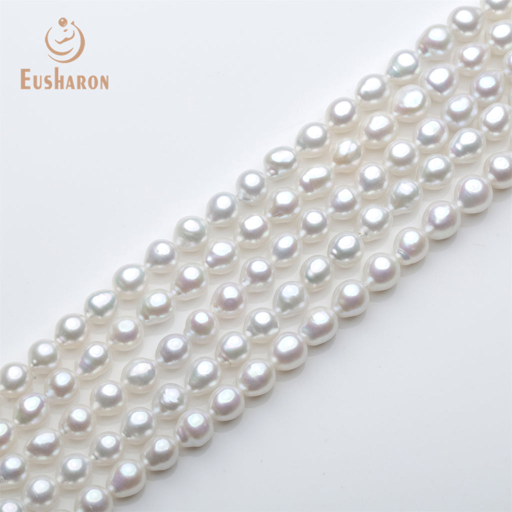 7 - 8mm Drop Baroque White Freshwater AK Pearl Strand - Freshwater AK Pearl - Eusharon