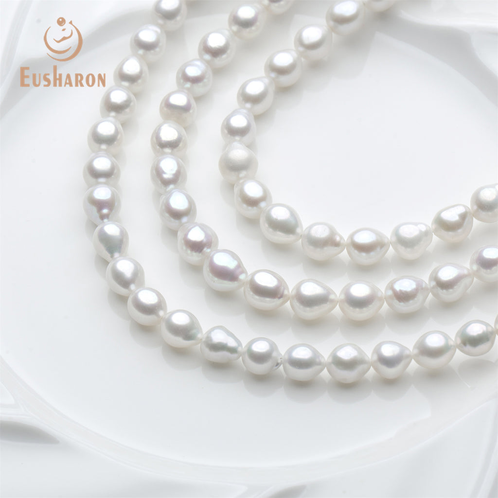 7 - 8mm Drop Baroque White Freshwater AK Pearl Strand - Freshwater AK Pearl - Eusharon