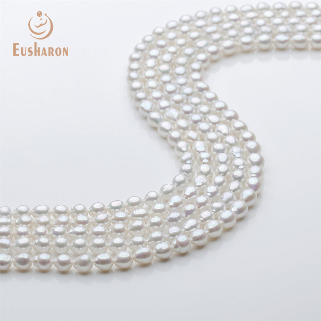 7 - 8mm Drop Baroque White Freshwater AK Pearl Strand - Freshwater AK Pearl - Eusharon