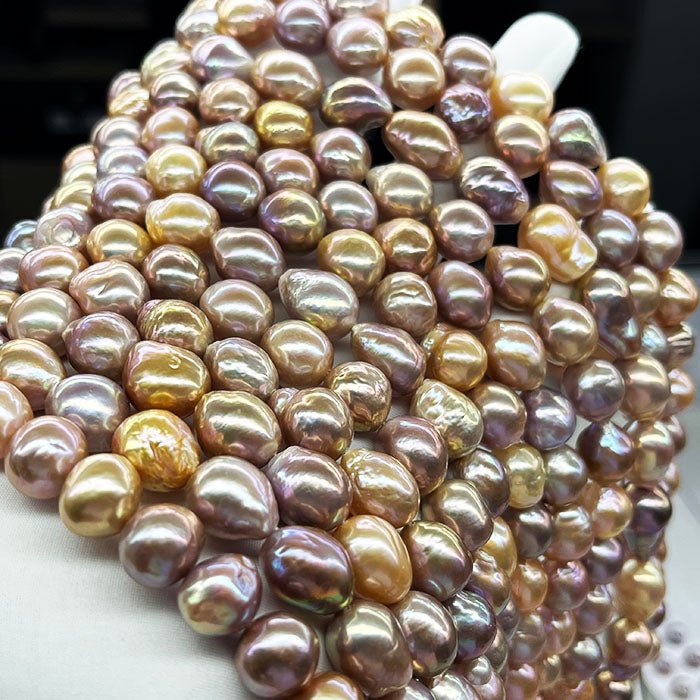 9 - 14mm Natural Cultured Multi Colors Baroque Edison Pearl Strands - Edison Pearl - Eusharon