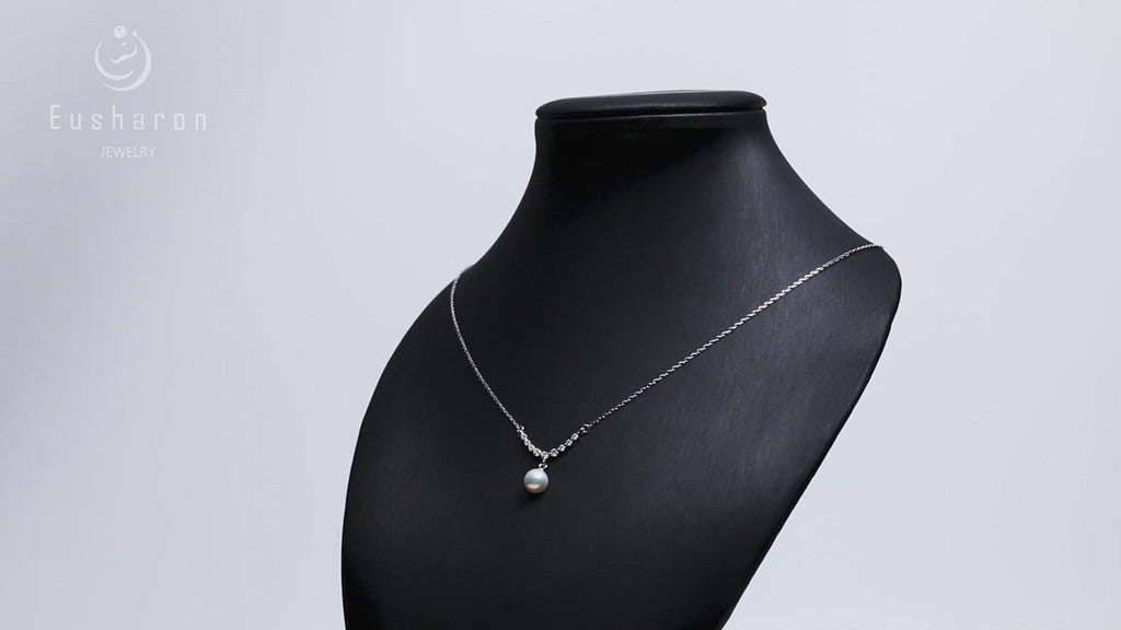 Wholesale sterling silver geometric round white freshwater pearl pendant