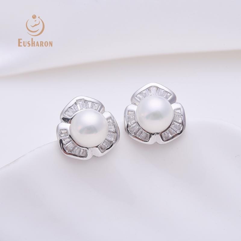 white freshwater pearl earring