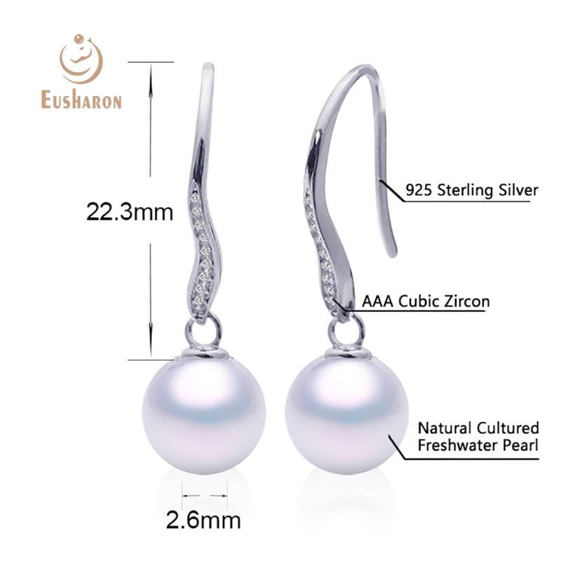 silver freshwater pearl wire hook earrings