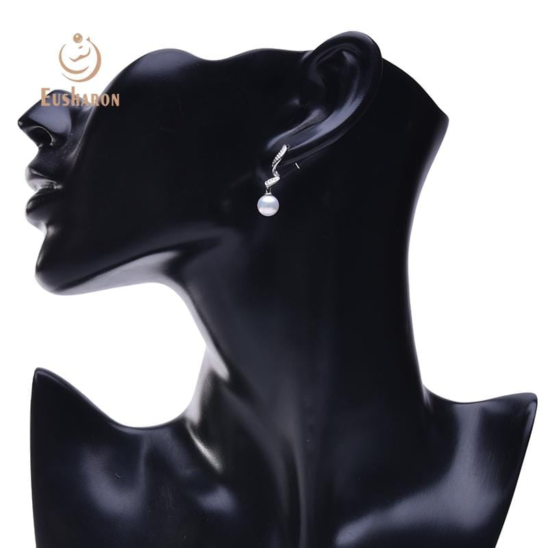 geometric pearl dangling earring